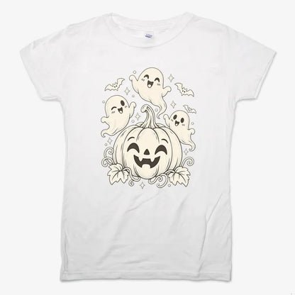 Happy Pumpkin and Ghosts-Women's T-Shirt-Snow
