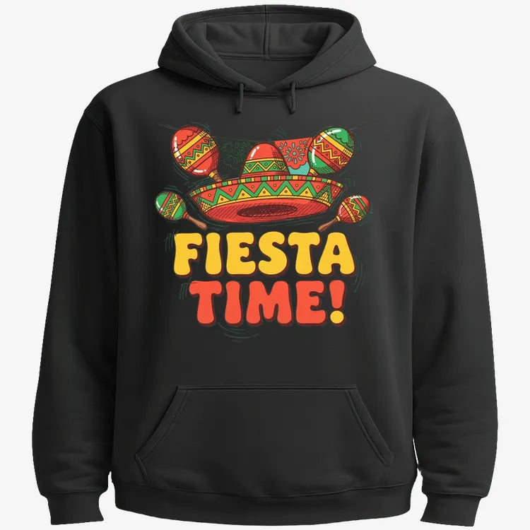 Vibrant Fiesta Time T-Shirt-Hoodie-Black