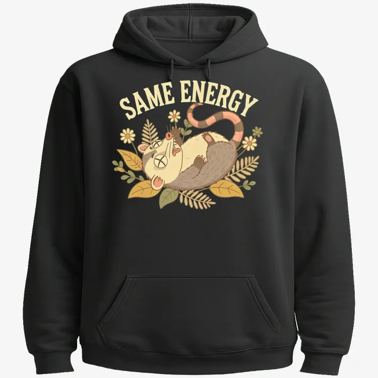 Same Energy Opossum Vibes-Hoodie-Black