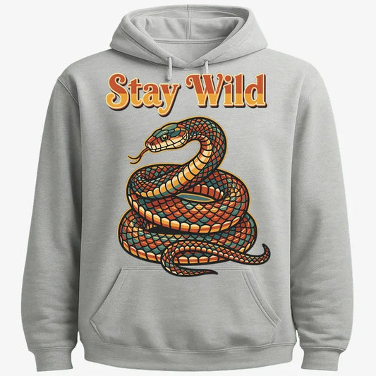 Stay Wild Snake Graphic Tee-Hoodie-Gray Heather