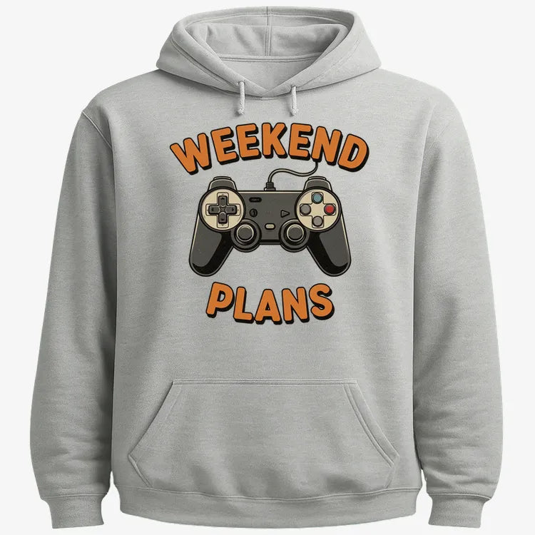 Weekend Plans Gaming Controller-Hoodie-Gray Heather