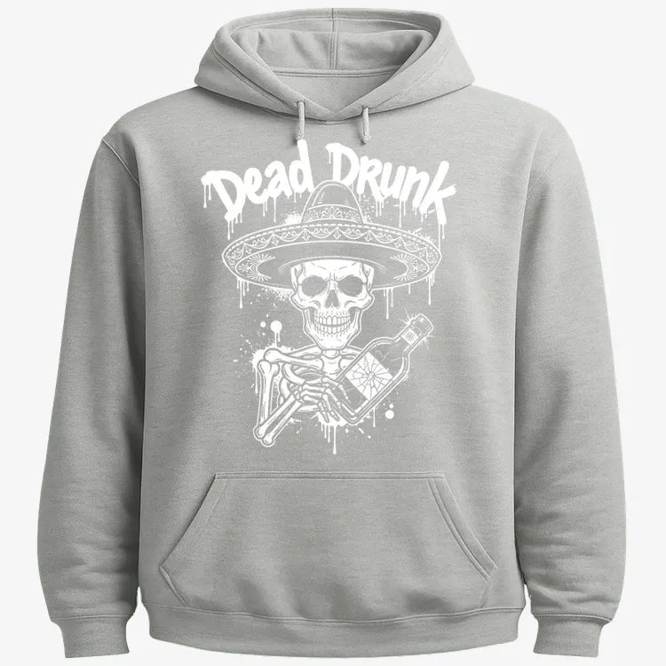Dead Drunk Skeleton Fiesta-Hoodie-Gray Heather