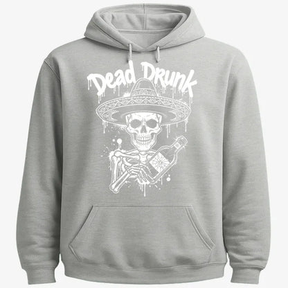 Dead Drunk Skeleton Fiesta-Hoodie-Gray Heather