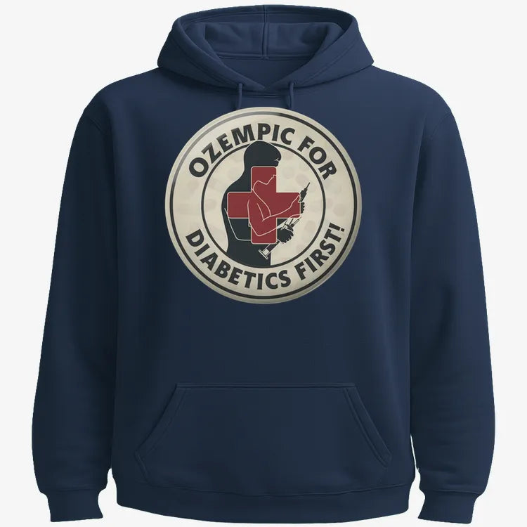 Ozempic for Diabetics First!-Hoodie-Navy Blue