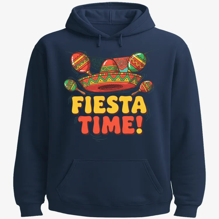 Vibrant Fiesta Time T-Shirt-Hoodie-Navy Blue