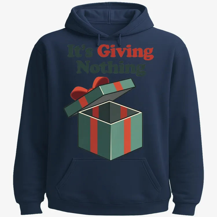 It's Giving Nothing Tee-Hoodie-Navy Blue