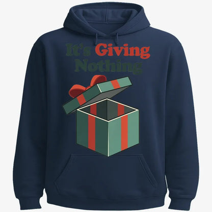 It's Giving Nothing Tee-Hoodie-Navy Blue