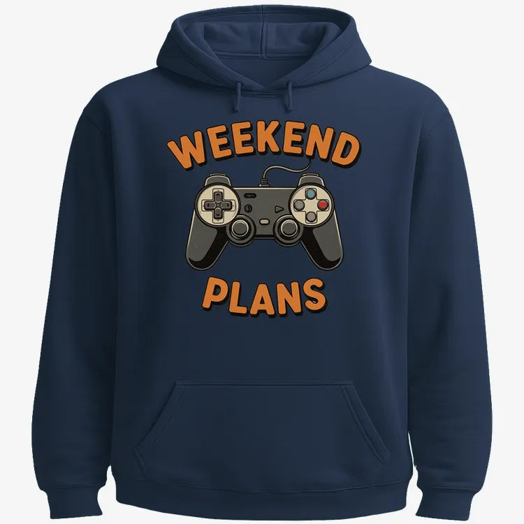 Weekend Plans Gaming Controller-Hoodie-Navy Blue