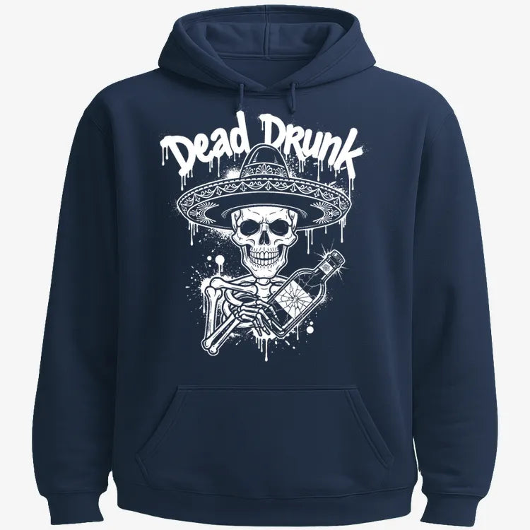 Dead Drunk Skeleton Fiesta-Hoodie-Navy Blue
