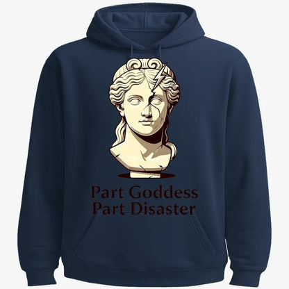 Goddess Meets Disaster Tee-Hoodie-Navy Blue
