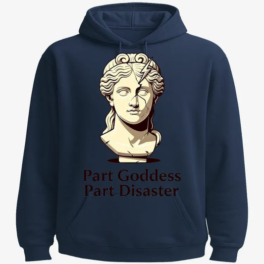 Goddess Meets Disaster Tee-Hoodie-Navy Blue