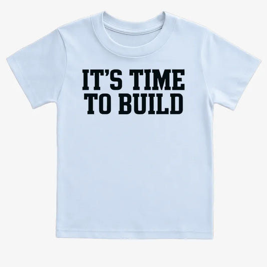 IT'S TIME TO BUILD-Kids T-Shirt-Blue