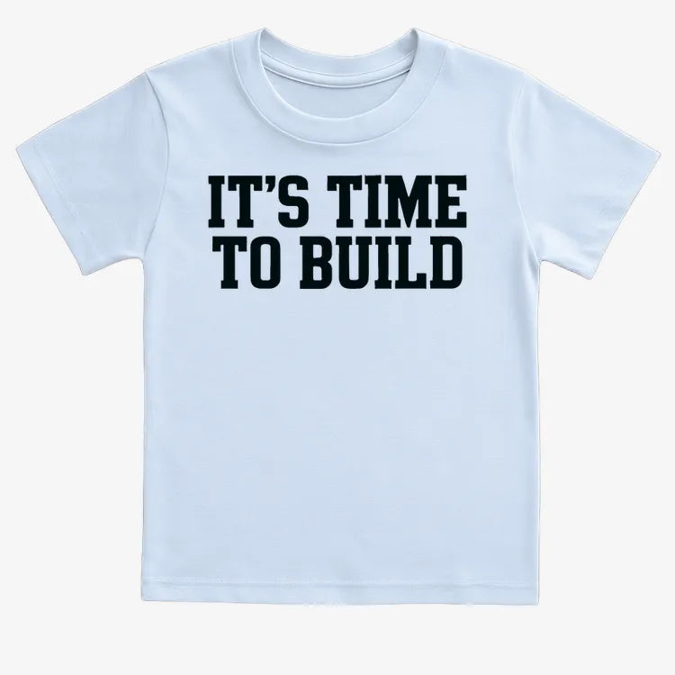 IT'S TIME TO BUILD-Kids T-Shirt-Blue