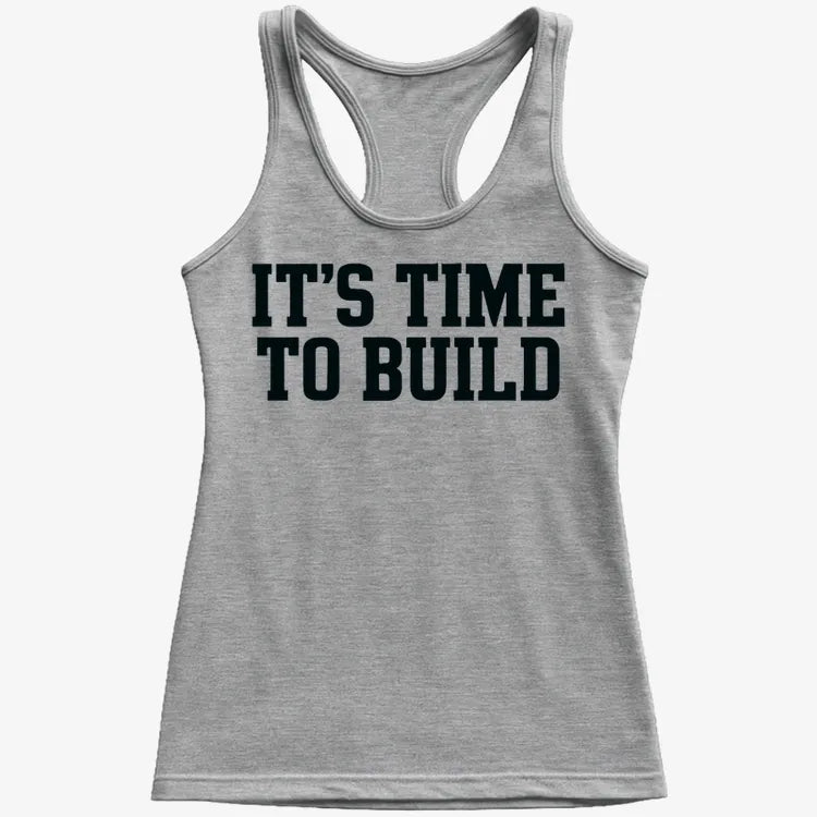 IT'S TIME TO BUILD-Women's Tank Top-Gray Granite