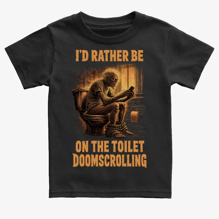 I'd Rather Be on the Toilet Doomscrolling-Kids T-Shirt-Black