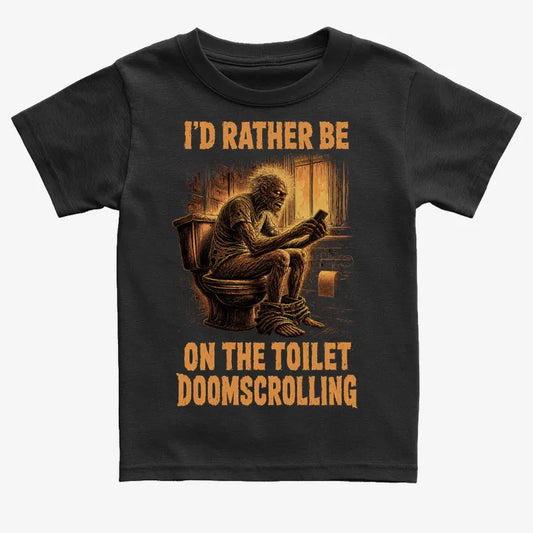 I'd Rather Be on the Toilet Doomscrolling-Kids T-Shirt-Black