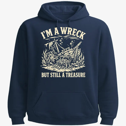 I'm A Wreck But Still A Treasure-Hoodie-Navy Blue