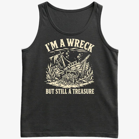 I'm A Wreck But Still A Treasure-Men's Tank Top-Black