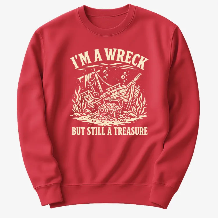 I'm A Wreck But Still A Treasure-Sweater-Red