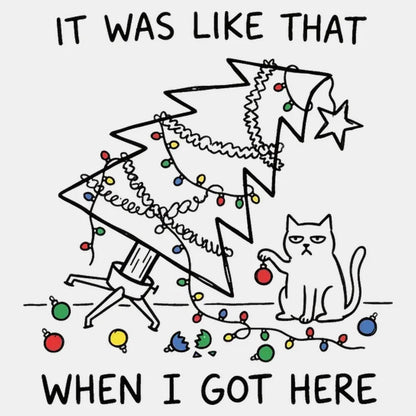It Was Like That When I Got Here Funny Christmas Cat Tee-Default-Thumbnail