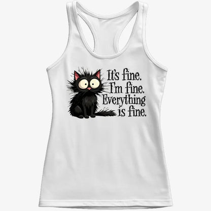 It's Fine I'm Fine Everything Is Fine Frazzled Cat-Women's Tank Top-Snow