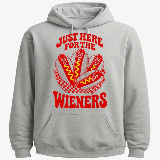 Just Here for the Wieners-Hoodie-Gray Heather