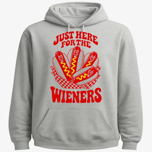 Just Here for the Wieners-Hoodie-Gray Heather