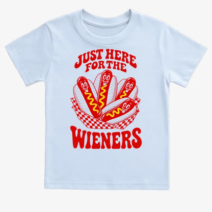Just Here for the Wieners-Kids T-Shirt-Blue