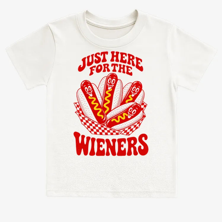 Just Here for the Wieners-Kids T-Shirt-White