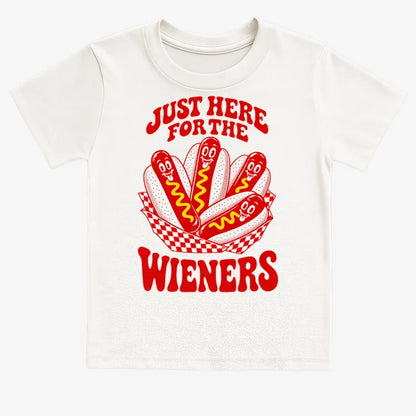 Just Here for the Wieners-Kids T-Shirt-White