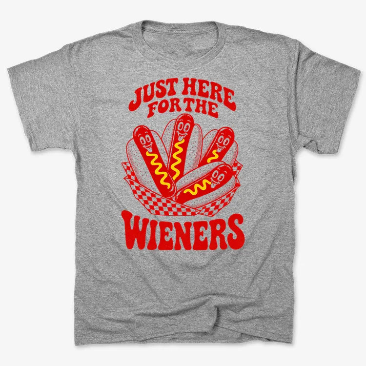 Just Here for the Wieners-Men's T-Shirt-Gray Heather