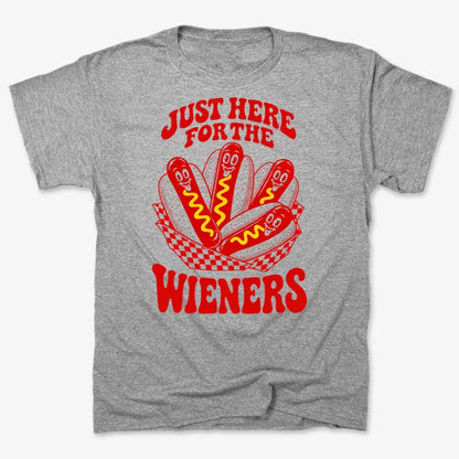 Just Here for the Wieners-Men's T-Shirt-Gray Heather