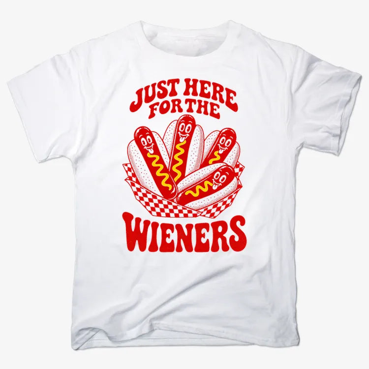 Just Here for the Wieners-Men's T-Shirt-White