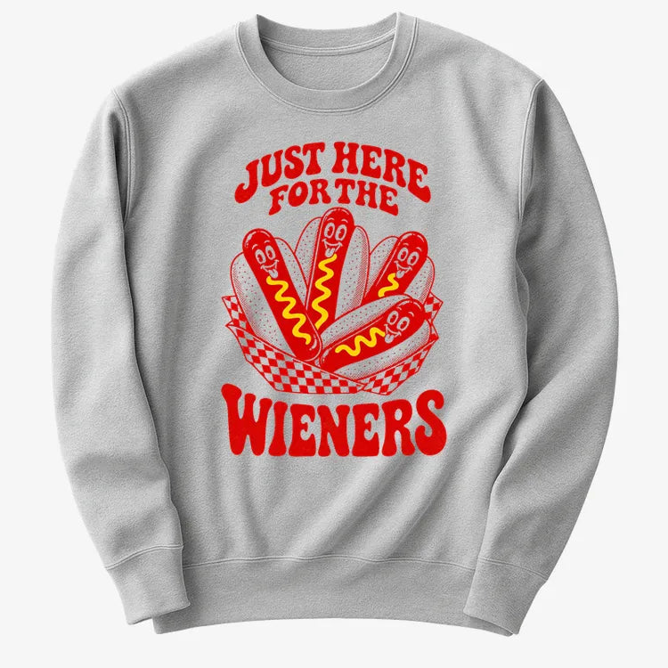 Just Here for the Wieners-Sweater-Gray Heather