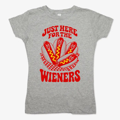 Just Here for the Wieners-Women's T-Shirt-Gray Granite