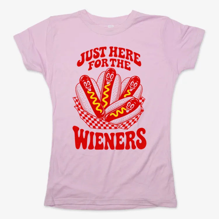 Just Here for the Wieners-Women's T-Shirt-Soft Pink