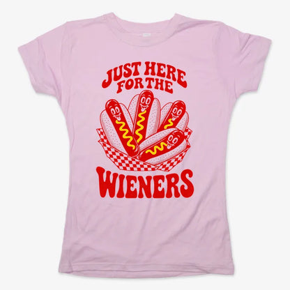 Just Here for the Wieners-Women's T-Shirt-Soft Pink