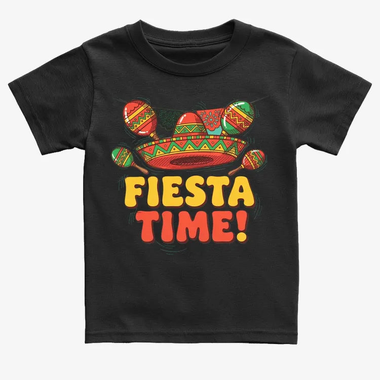 Vibrant Fiesta Time T-Shirt-Kids T-Shirt-Black
