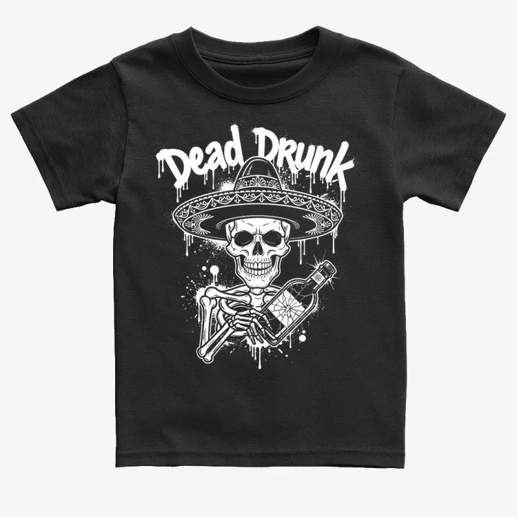Dead Drunk Skeleton Fiesta-Kids T-Shirt-Black