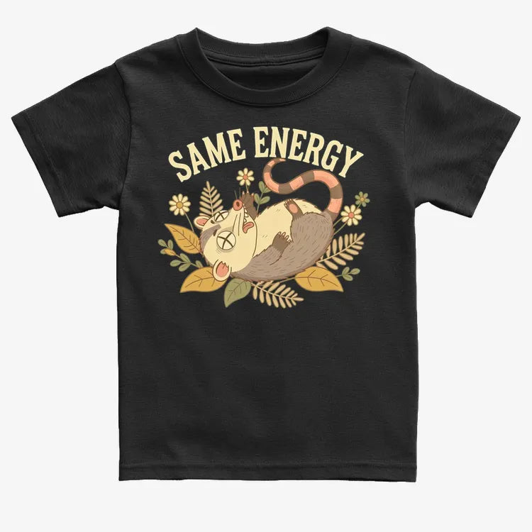 Same Energy Opossum Vibes-Kids T-Shirt-Black