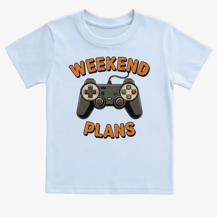 Weekend Plans Gaming Controller-Kids T-Shirt-Blue