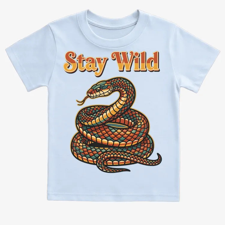 Stay Wild Snake Graphic Tee-Kids T-Shirt-Blue