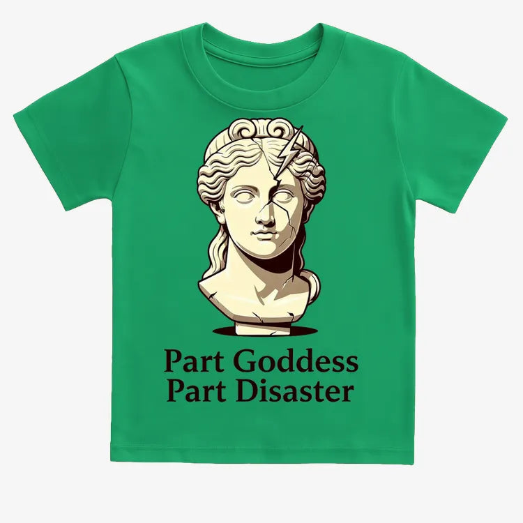 Goddess Meets Disaster Tee-Kids T-Shirt-Green