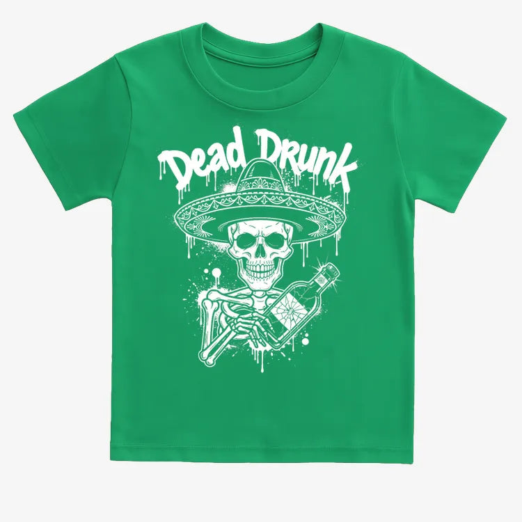 Dead Drunk Skeleton Fiesta-Kids T-Shirt-Green