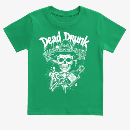 Dead Drunk Skeleton Fiesta-Kids T-Shirt-Green