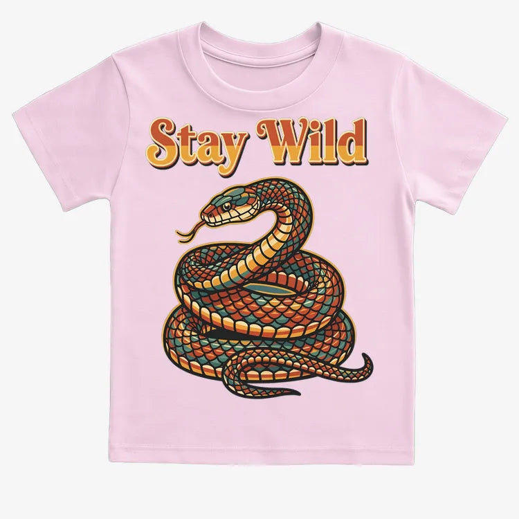 Stay Wild Snake Graphic Tee-Kids T-Shirt-Pink