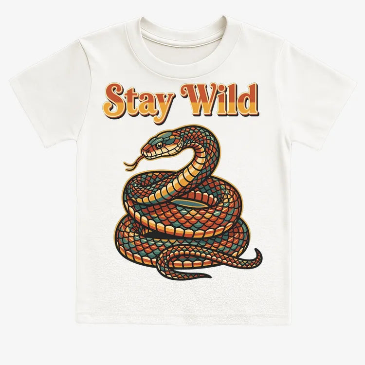 Stay Wild Snake Graphic Tee-Kids T-Shirt-White