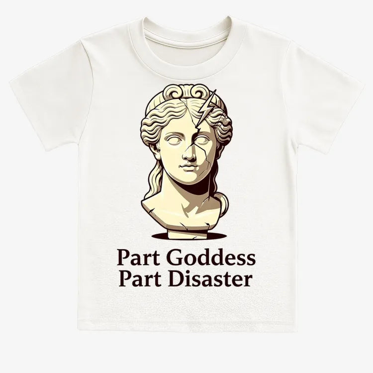 Goddess Meets Disaster Tee-Kids T-Shirt-White