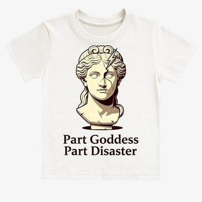 Goddess Meets Disaster Tee-Kids T-Shirt-White