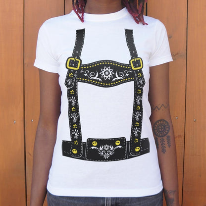 Lederhosen Costume with Suspenders and Floral Embroidery